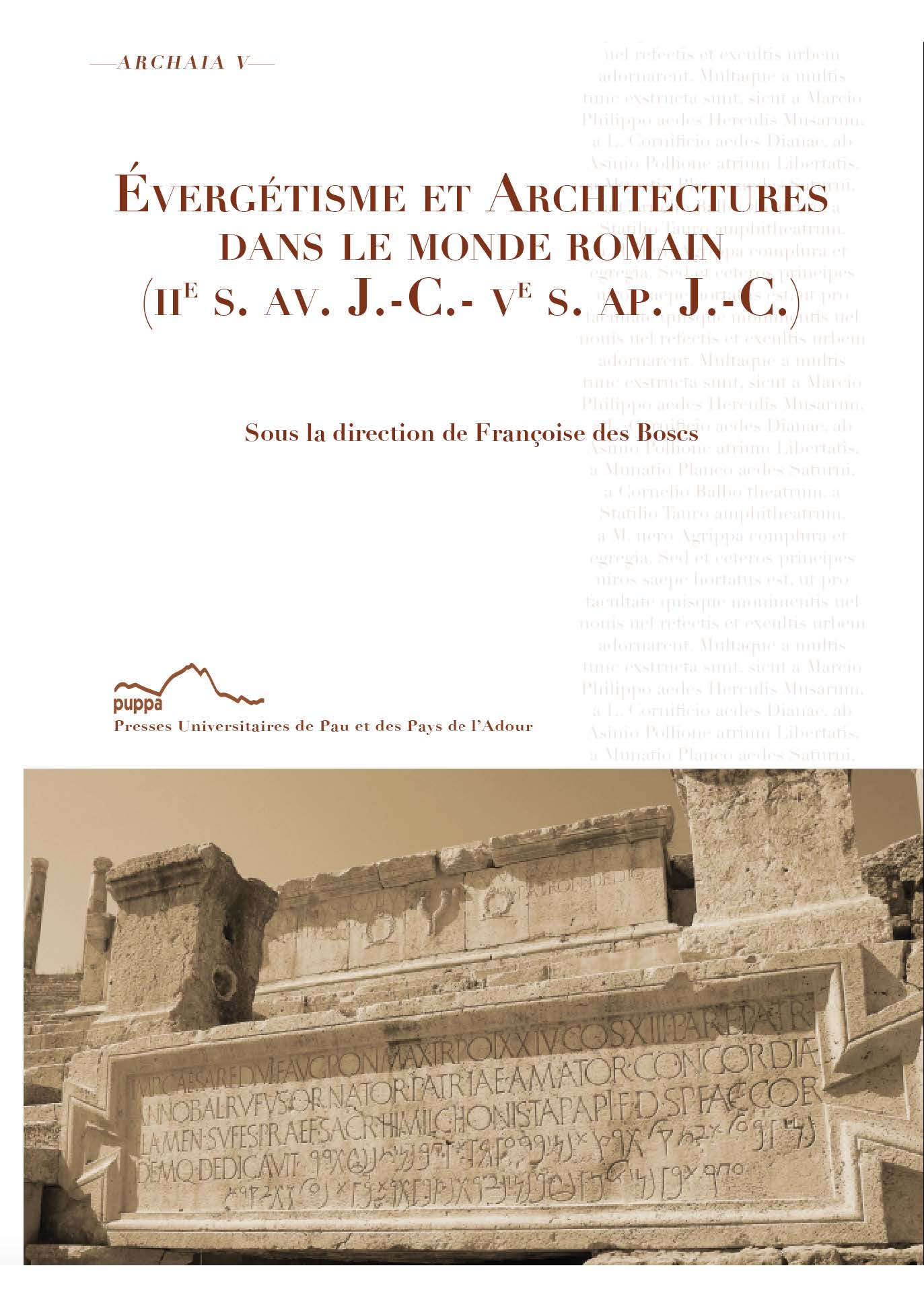 La couverture est illustrée par la photographie des inscriptions de portes du théâtre de Lepcis Magna en Libye.