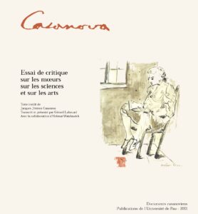 La couverture est ornée du dessin d'un homme vêtu tel le dix-septième siècle assi sur une chaise en train de lire.