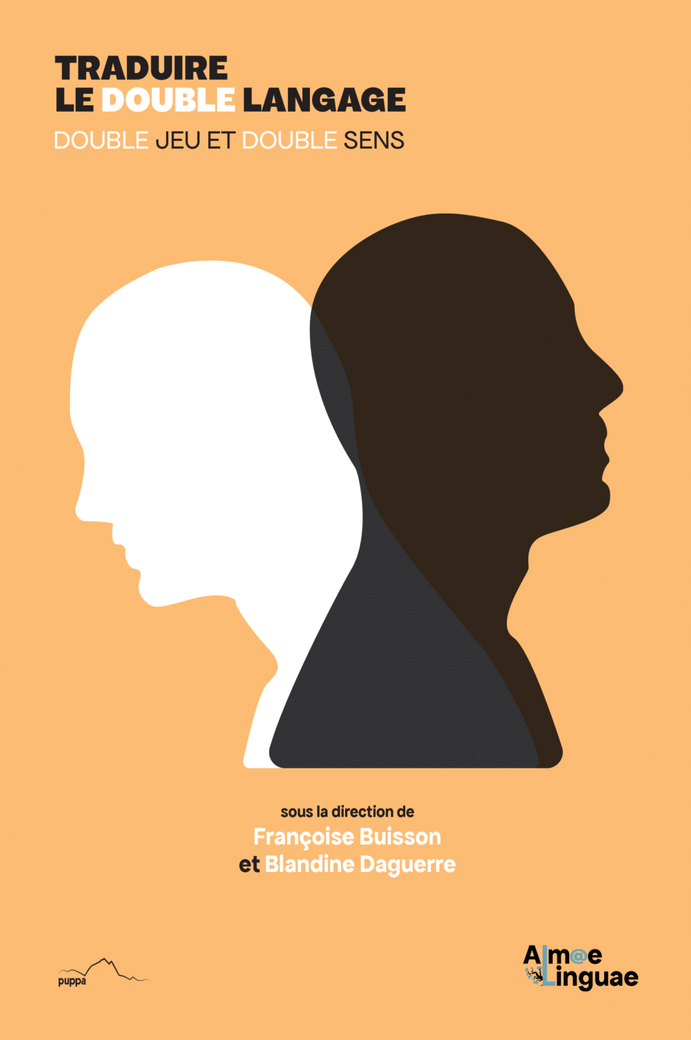 Couverture avec un fond orange, deux visages de profil