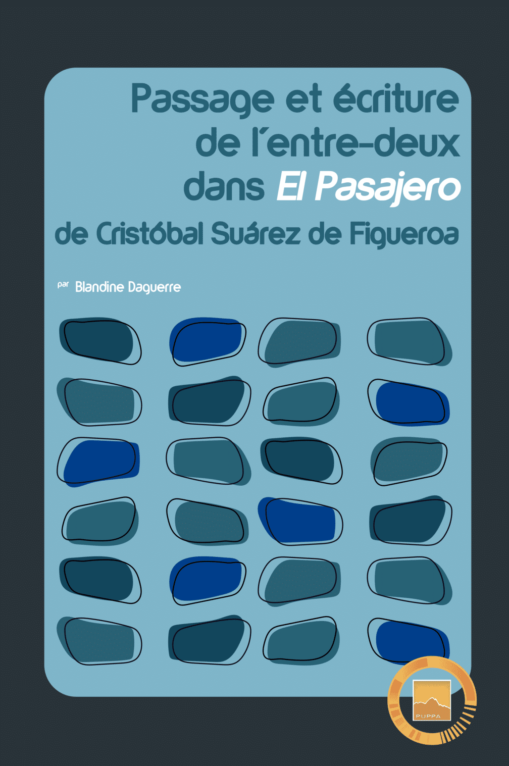 Couverture bleue avec des formes bleues, grises