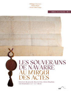 Couverture avec un acte royal en haut et le titre en bas. Le fond de la couverture est blanc.